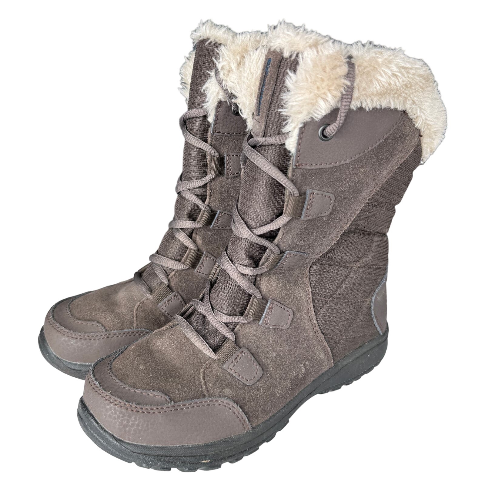 Columbia Womens Ice Maiden Ii Boots Waterproof Leather Bl1581-232 Brown Size 5